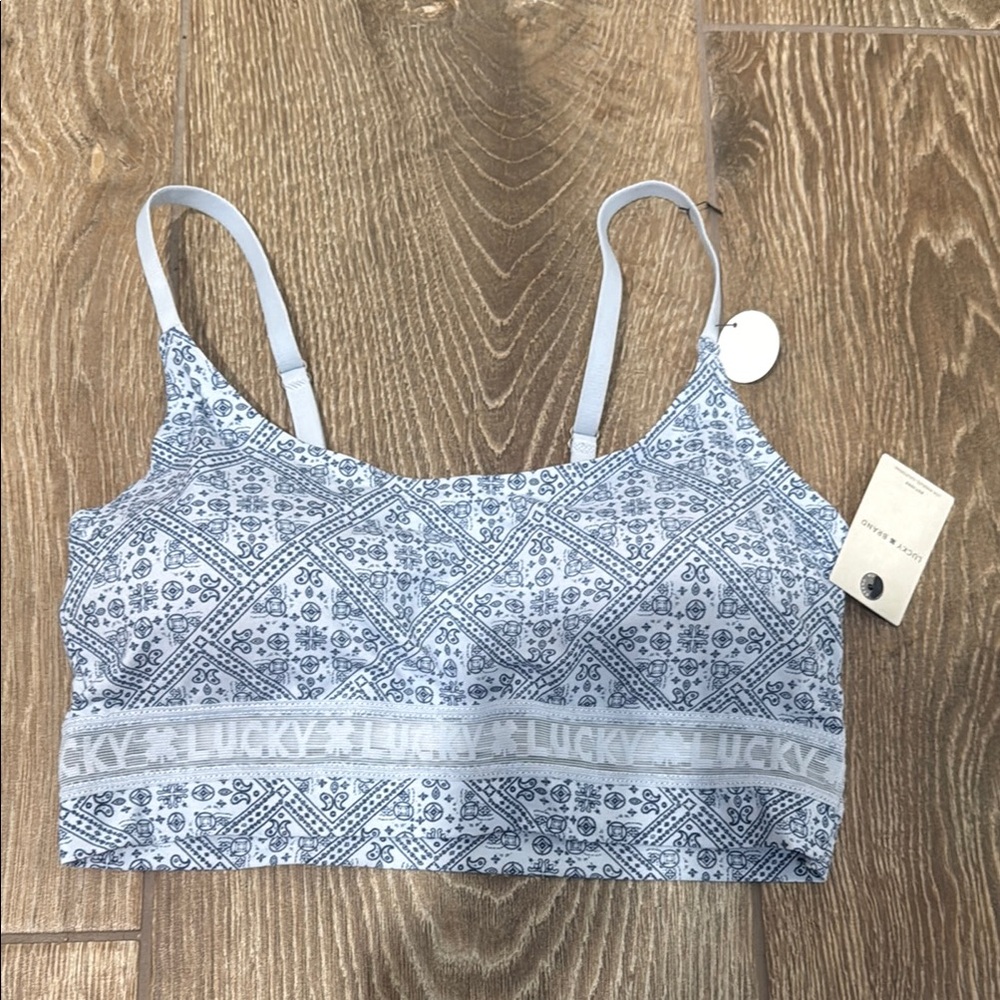 Lucky Brand Blue Print Bralette- Lightly Padded